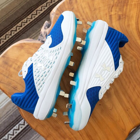 NIB/NWT! UNDER ARMOUR CLEATS MENS SZ 7.5 BLUE & WHITE NEW WITH BOX - Picture 7 of 7